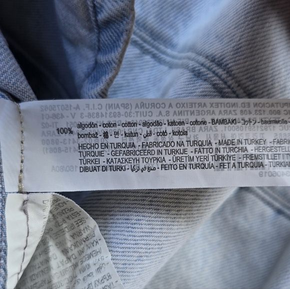 Zara Light Blue Pleated Denim Mini Dress Elbow Length Puff balloon Sleeves - Picture 16 of 16